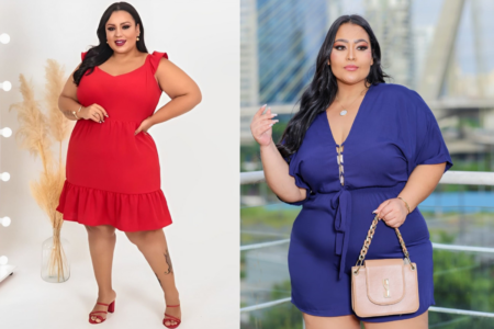 vestidos e macaquinhos plus size