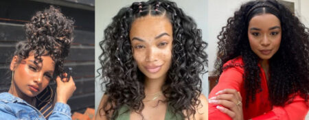 Penteados Simples para Cabelos Cacheados 2024: Médios e Longos mulheres de cabelo cacheado em penteados
