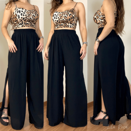 Look com Calça Pantalona Preta: 5 combinações incríveis look com calça pantalona preta
