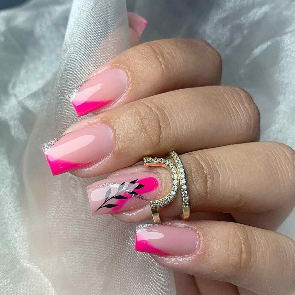 unhas rosa