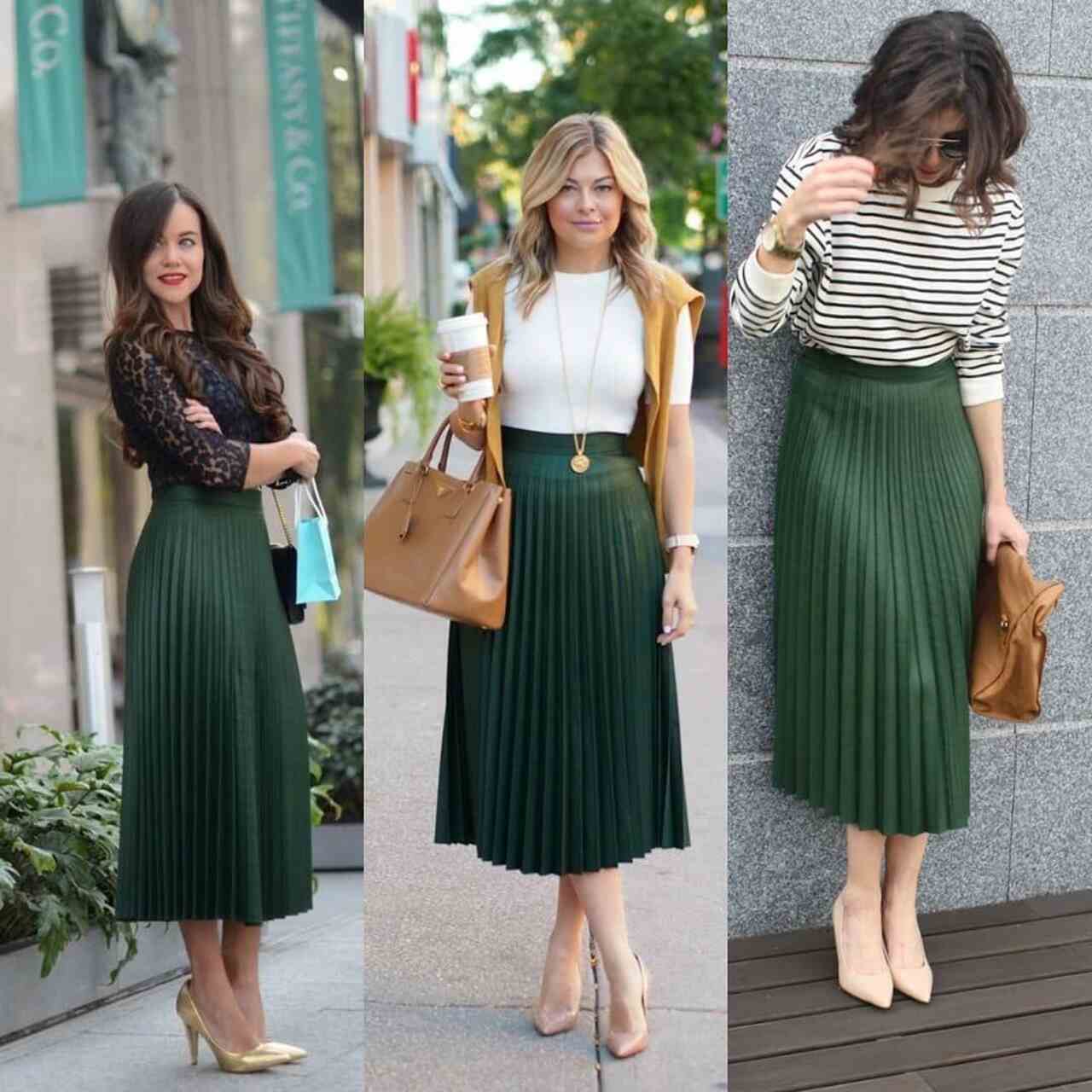 look com saia plissada