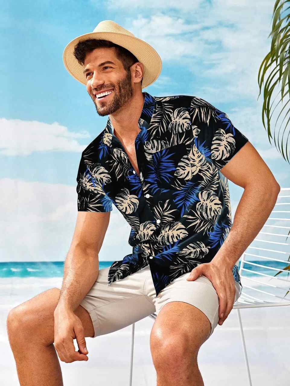 homem com camisa estampada