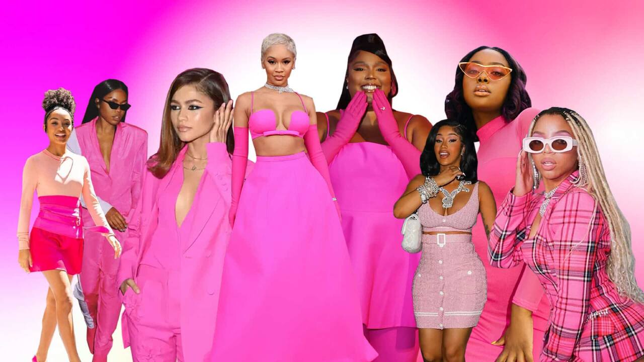 mulheres usando rosa