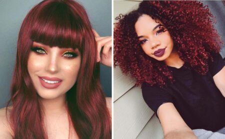 mulheres com Cabelo Vermelho Cereja