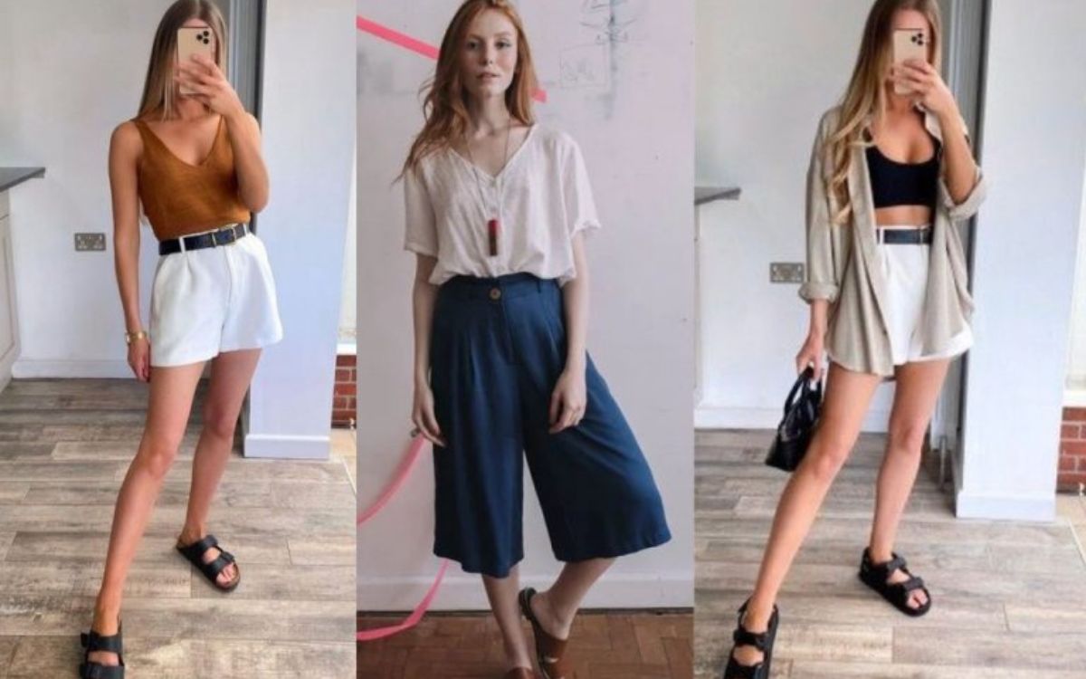 Montagem com três fotos de mulheres usando looks comfy em tons terrosos