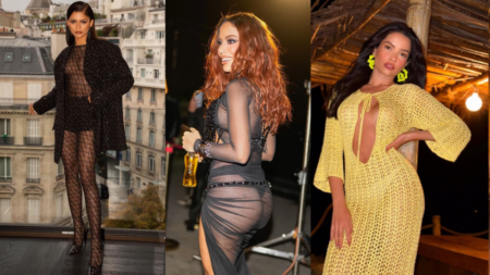 Transparência domina os looks das famosas e promete ser a grande tendência de 2025 Transparência domina os looks das famosas e promete ser a grande tendência de 2025