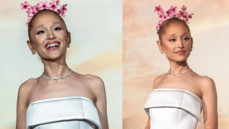 Ariana Grande usa vestido deslumbrante e visual moderno em première de Wicked