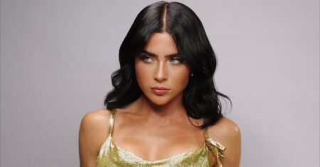 Jade Picon surpreende ao adotar cabelo preto para nova novela Jade Picon de cabelos pretos, com vestido dourado
