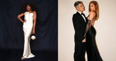 Os looks de gala dos famosos no leilão de Ronaldo; confira destaques Gaby Amarantos e Giovanna Ewbank posam com looks de gala; Gaby usa vestido off-white acetinado e bolsa de pérolas, enquanto Giovanna veste modelo preto com transparências e luvas longas, ao lado de Bruno Gagliasso que veste um terno preto.